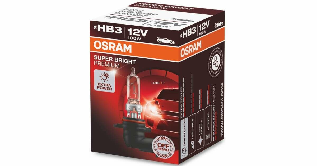 Лампа автомобильная галогенная OSRAM Super Bright Premium 69005SBP HB3 12V 100W P20d 1 шт.