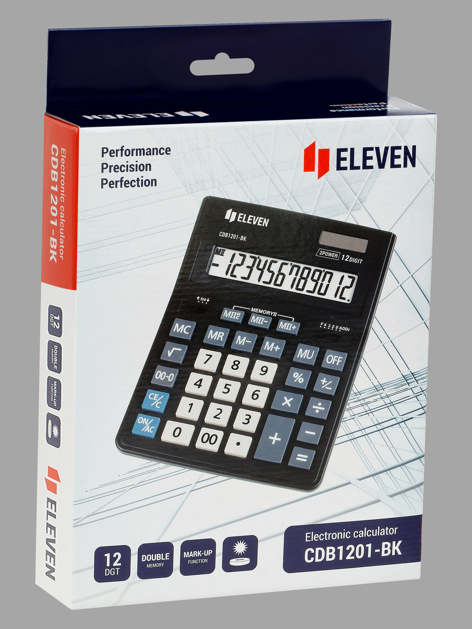 Калькулятор настольный Eleven Business Line CDB1201-BK, 12 разрядов, двойное питание, 155*205*35мм, черный — фото 6