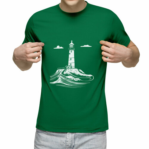 Футболка Us Basic, размер L, зеленый мужская футболка маяк в море l серый меланж