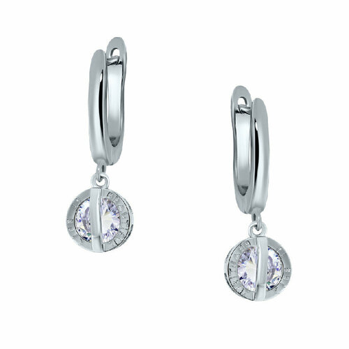 Серьги Fidelis, серебро, 925 проба, родирование, фианит, золотой