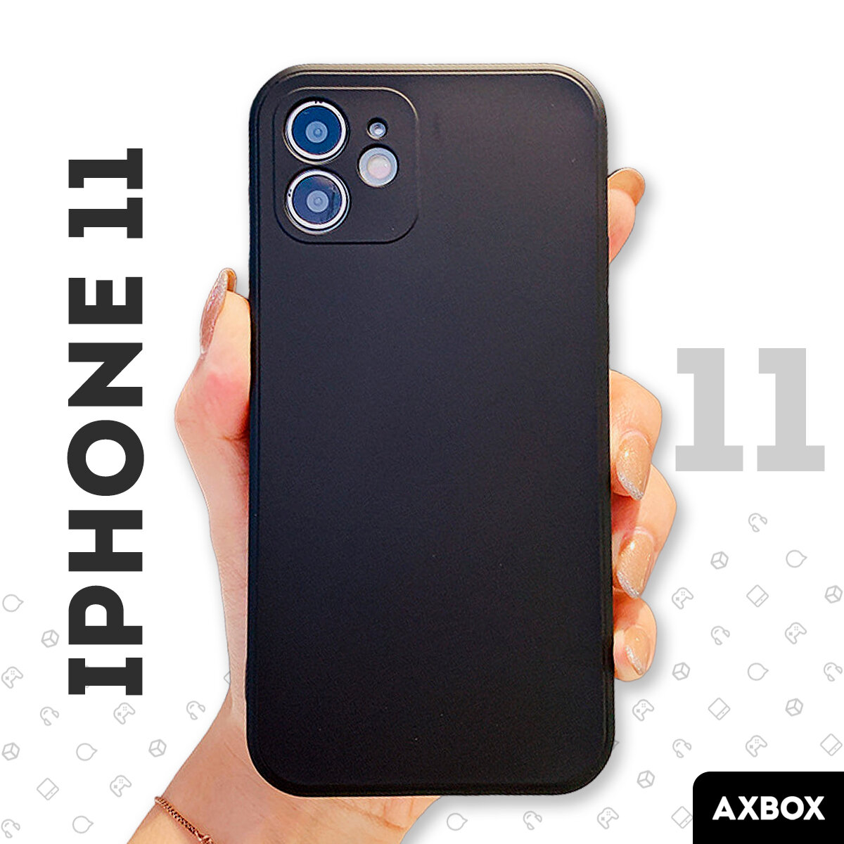 Силиконовый чехол AXBOX на iPhone 11 черный, с защитой камеры