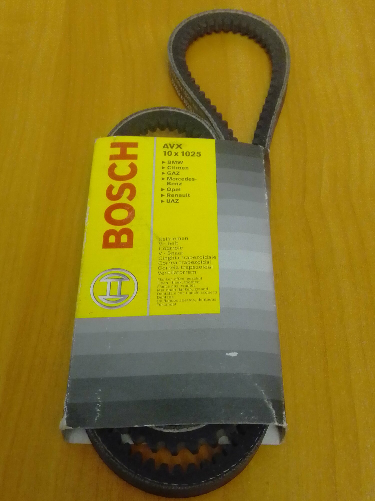 фото 1987947614 . Ремень привода генератора зубчатый 10х1025 для автомобилей Газ, УАЗ, Газель, Волга, BMW, Opel, Mercedes-Benz, Citroen, Renault. BOSH
