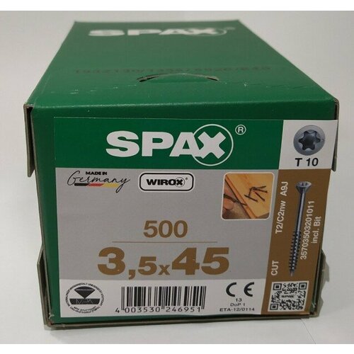 Саморезы Spax T-Star для массивных деревянных полов 3,5x45 мм 35703503201021