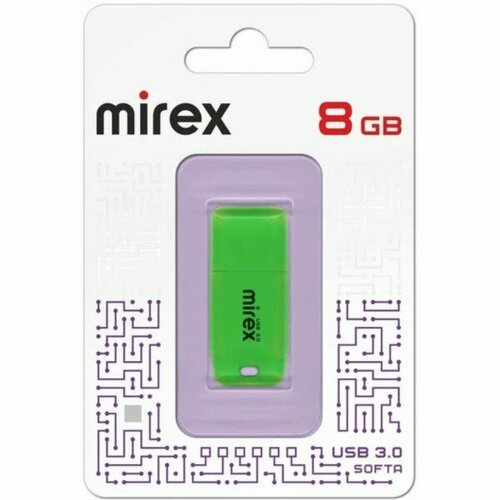 Флеш накопитель 8GB Mirex Softa, USB 3.0, Зеленый