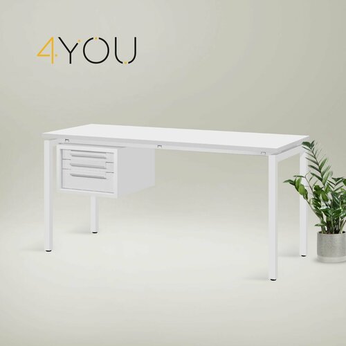 4 YOU Стол 100х70х75 см с тремя ящиками офисный, письменный, в стиле лофт, металлический