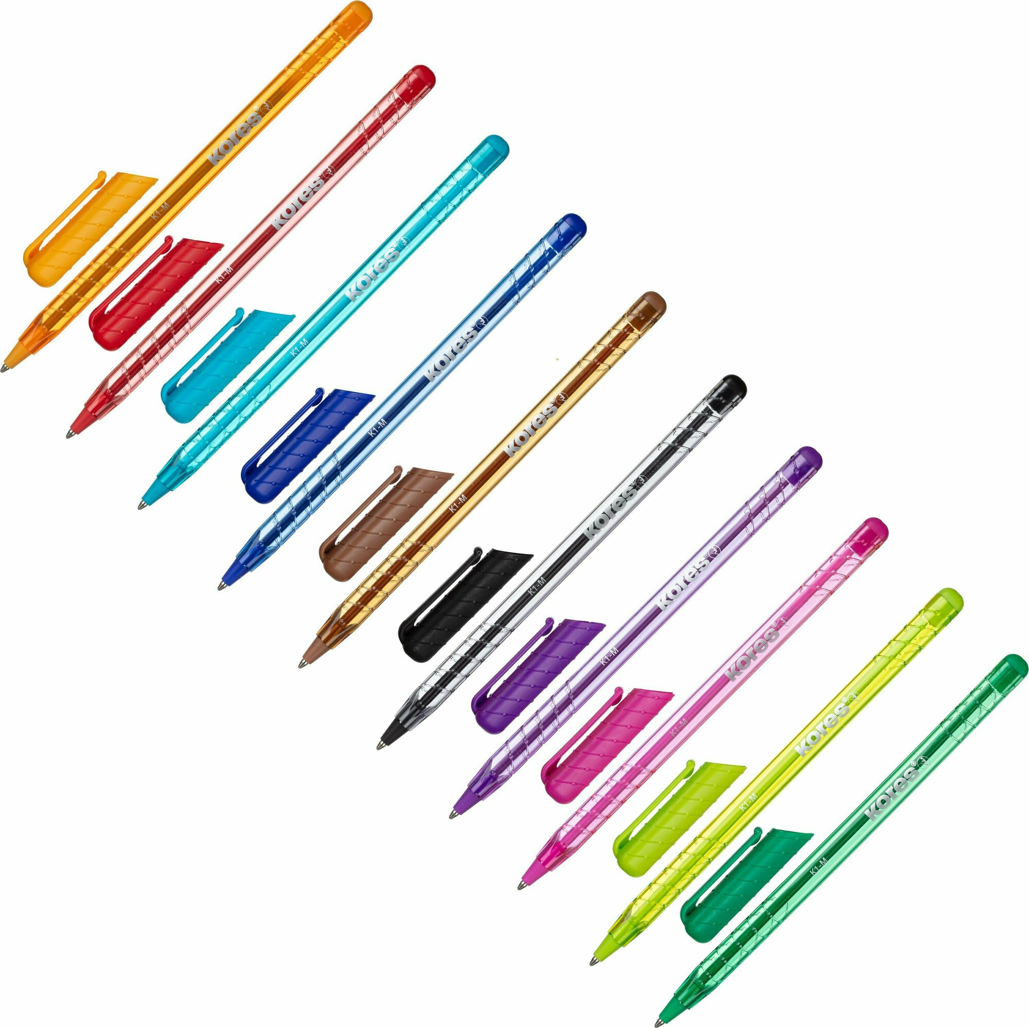 Ручки шариковые набор Kores K1-M 10 цветов - фото №4