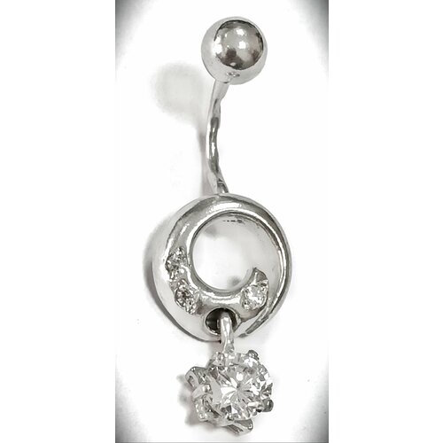 Пирсинг в пупок Эстерелла, серебро, 925 проба, родирование, фианит, средний вес 2.03 гр., длина 30 см.