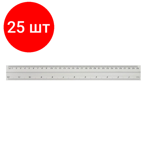 Комплект 25 штук, Линейка металлич. 30см Attache Line