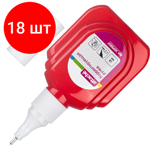 Комплект 18 штук, Корректирующий карандаш 18 мл Attache металлический наконечник красная