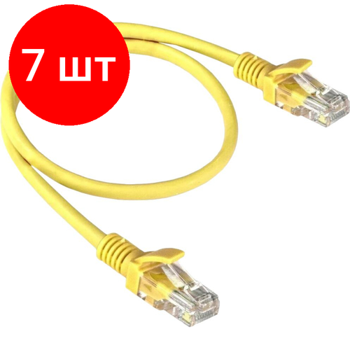 Комплект 7 штук, Патч-корд ExeGate UTP-RJ45-RJ45-5e-0.5M-LSZH-YL, cat.5e, 0.5м комплект 30 штук патч корд exegate utp rj45 rj45 5e 0 5m lszh yl cat 5e 0 5м