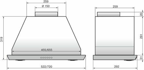 Кухонная вытяжка Elikor: Врезной блок 52П-650-Э3Д белый