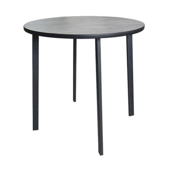 Стол обеденный круглый модерн LAKSI, 775*775*760, чёрный /цемент