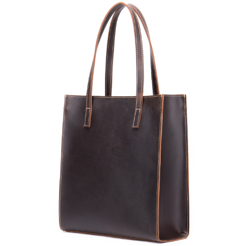 Сумка тоут , фактура гладкая, коричневый