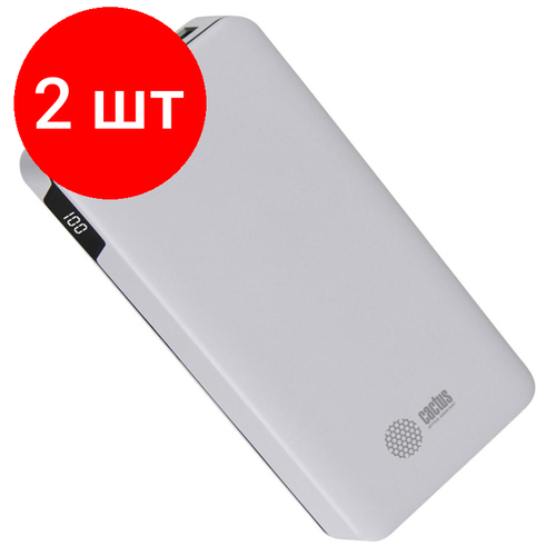 Комплект 2 штук, Внешний аккумулятор Cactus CS-PBFSKT-10000 10000mAh 2.1A 2xUSB белый комплект 5 штук внешний аккумулятор cactus cs pbfsnt 10000 10000mah 3a 1xusb белый