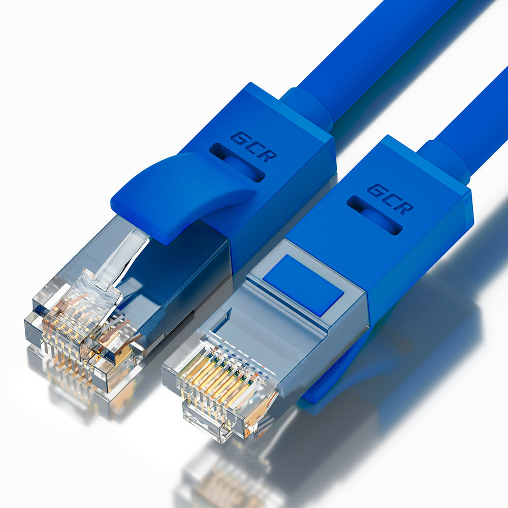 Greenconnect RJ45(m) - RJ45(m) Cat. 5e U/UTP PVC 1.5м синий Greenconnect Патч-корд прямой 1.5m, UTP кат.5e, синий, позолоченные контакты, 24 AWG, литой, GCR-LNC01-1.5m, ethernet high speed 1 Гбит/с, RJ45, T568B GCR-LNC01-1.5m