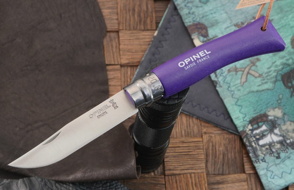 Классический складной нож Opinel №7 Trekking нержавеющая сталь (фиолетовая рукоять)