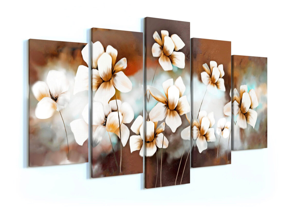Модульная картина «Нежные цветы» 140х80 / Модульные картины на стену / Интерьерные картины на стену