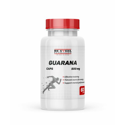 Энергетик экстракт гуараны в капсулах, Be Steel Nutrition Guarana caps 500mg 60 капсул экстракт гуараны энергетик atletic food 100% pure guarana 500 mg 60 капсул