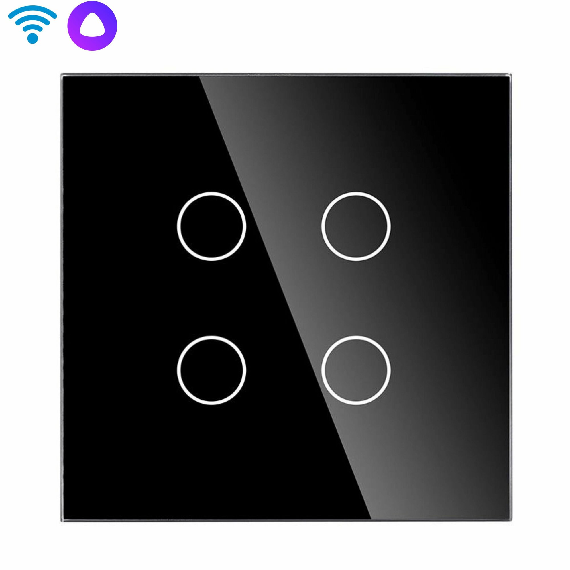 Cенсорный Wi-Fi выключатель 600 Вт с нулем, с Алисой, 4 клавиши 1 пост, (4G) цвет черный