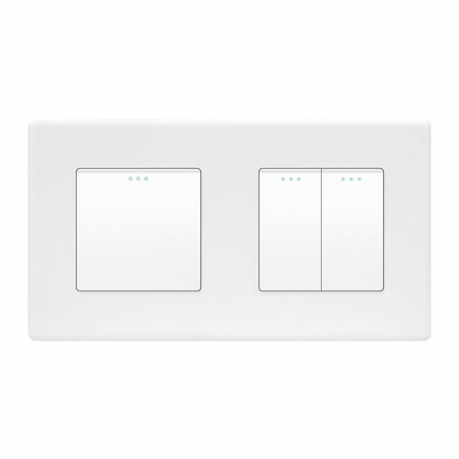 фото Выключатель механический 3 клавиши 2 поста (М1+М2), рамка пластик 157х86мм, цвет белый