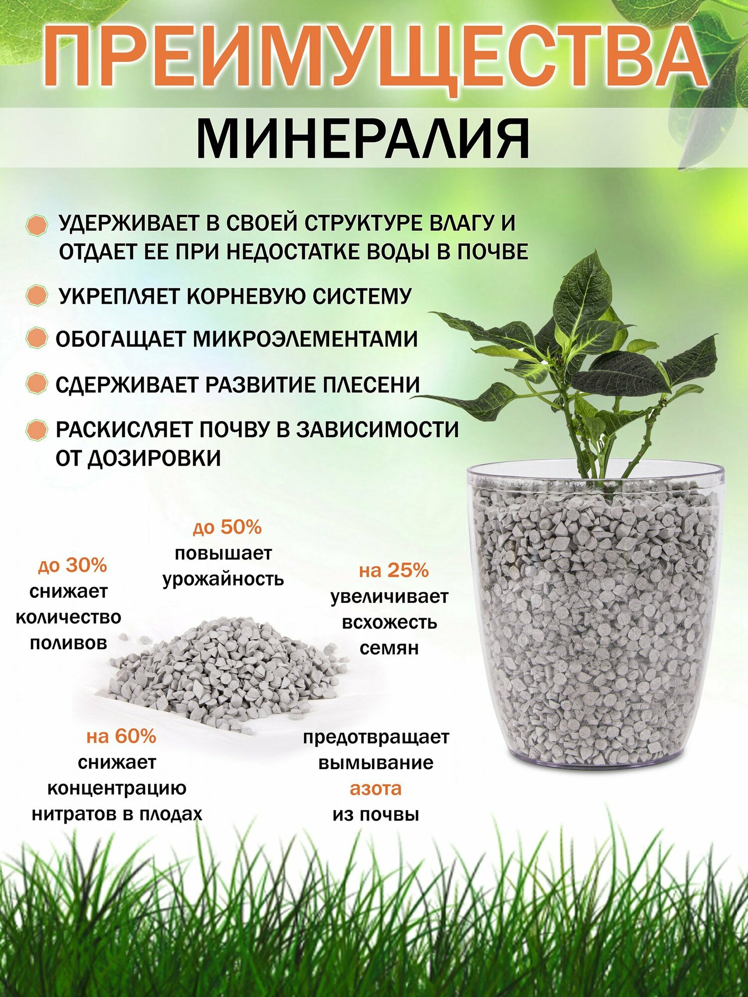 Изображение Минералий- минеральный комплекс -гранулированная добавка для почвы