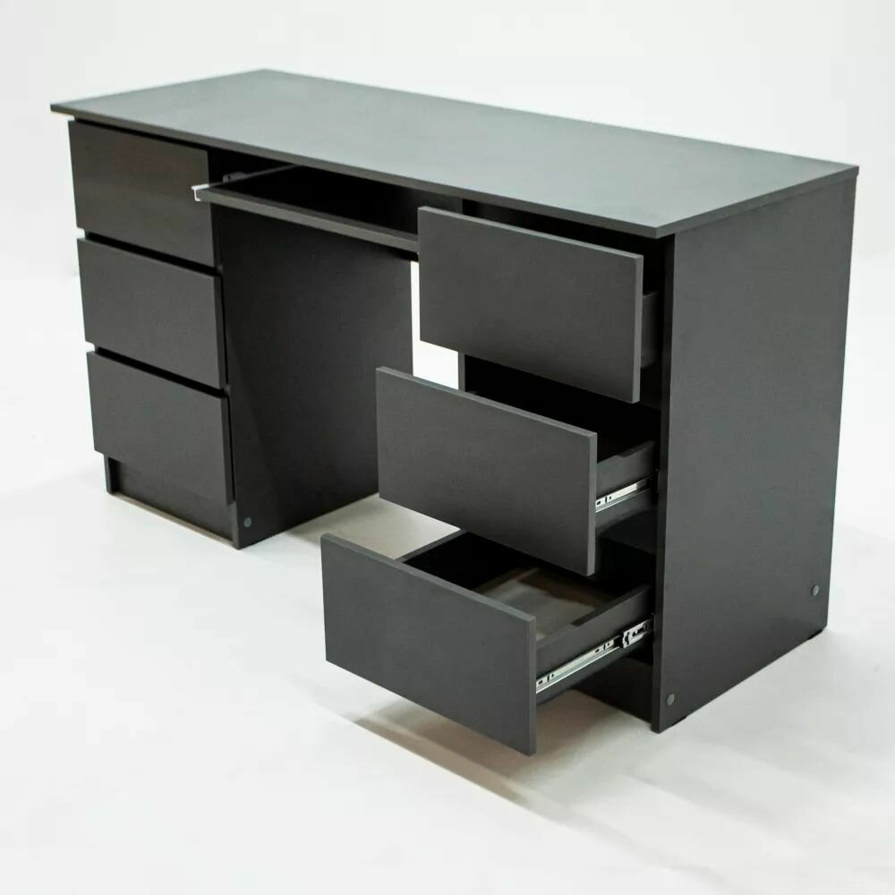 фото Стол письменный Охта МС-2 ЛДСП Графит с ящиками, полкой для дома, подростка, ребенка, учебы, компьютера 1354х770х500 петровская