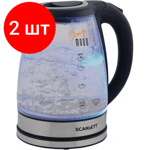 Комплект 2 штук Чайник SCARLETT SC-EK27G36 электрический стекло 1800Вт 18л черный 640700₽