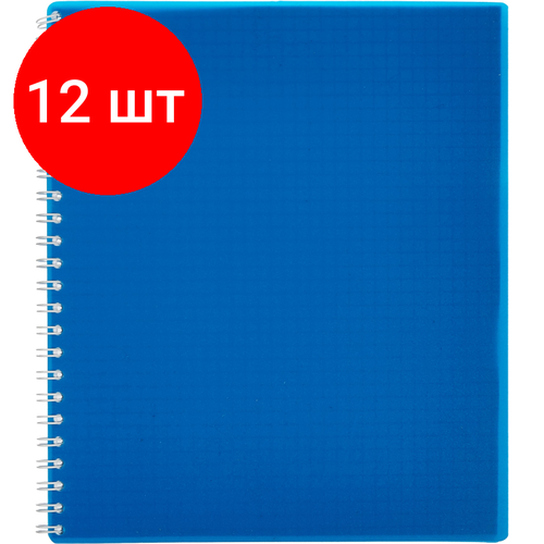 Комплект 12 штук, Тетрадь общая Attache 80л клетка А5, спираль, обложка Plastic