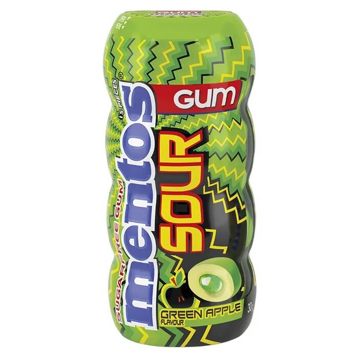 Жевательные конфеты Mentos Sour Gum Greenapple / Ментос Соур Зеленое яблоко 30 г. (США)