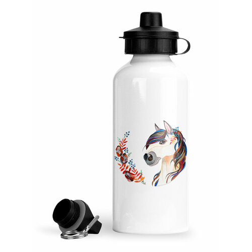 фото Спортивная бутылка для воды лошадка с веточкой luzimuzi