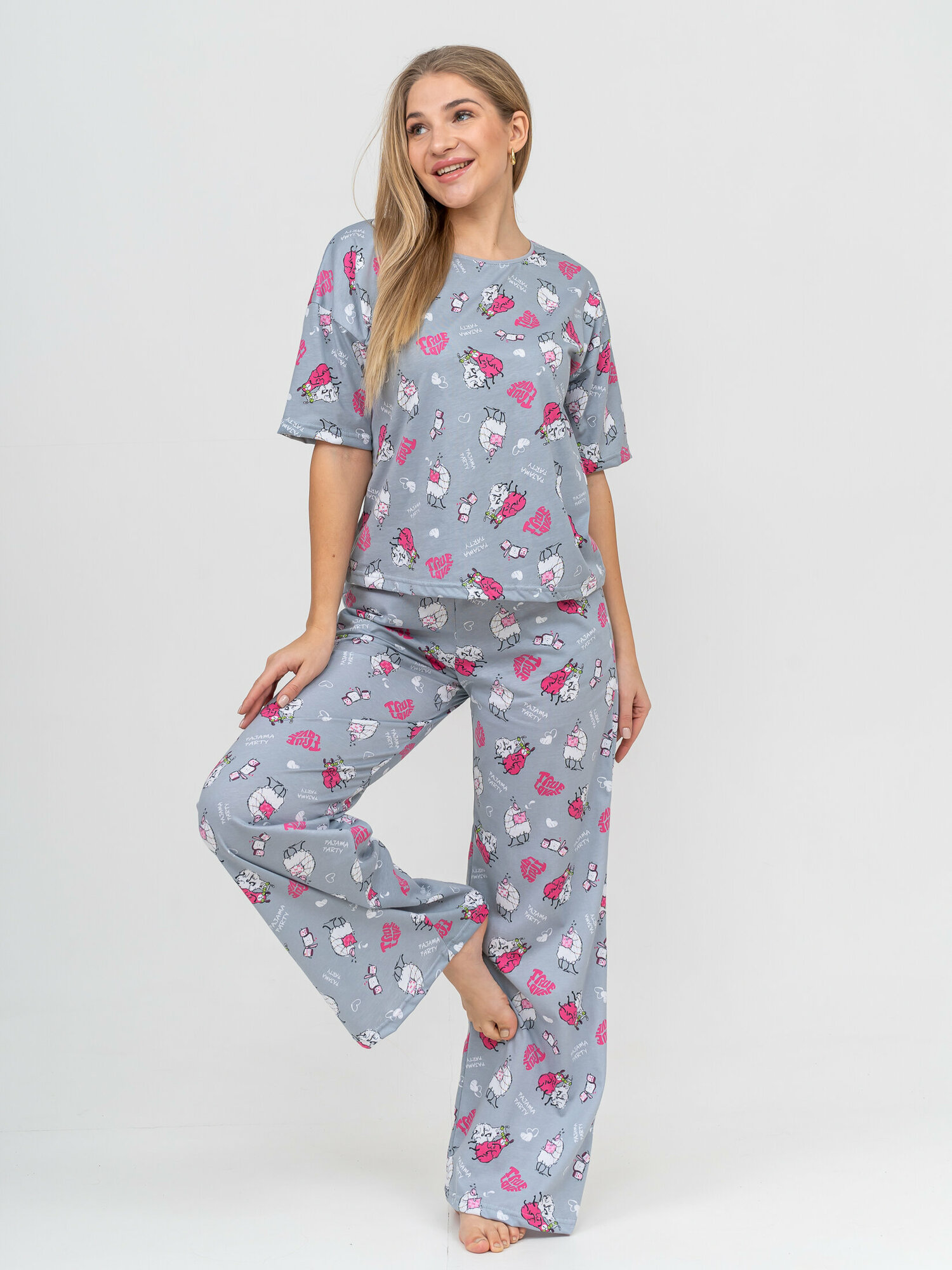 Пижама BUY-TEX.RU женская с брюками, размер 46, серый