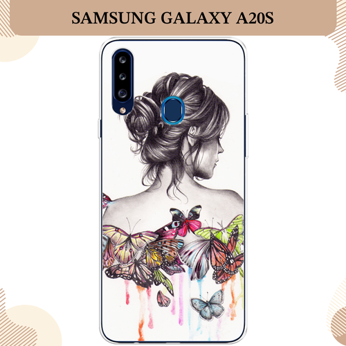 Силиконовый чехол Девушка с бабочками на Samsung Galaxy A20s / Самсунг Галакси A20s