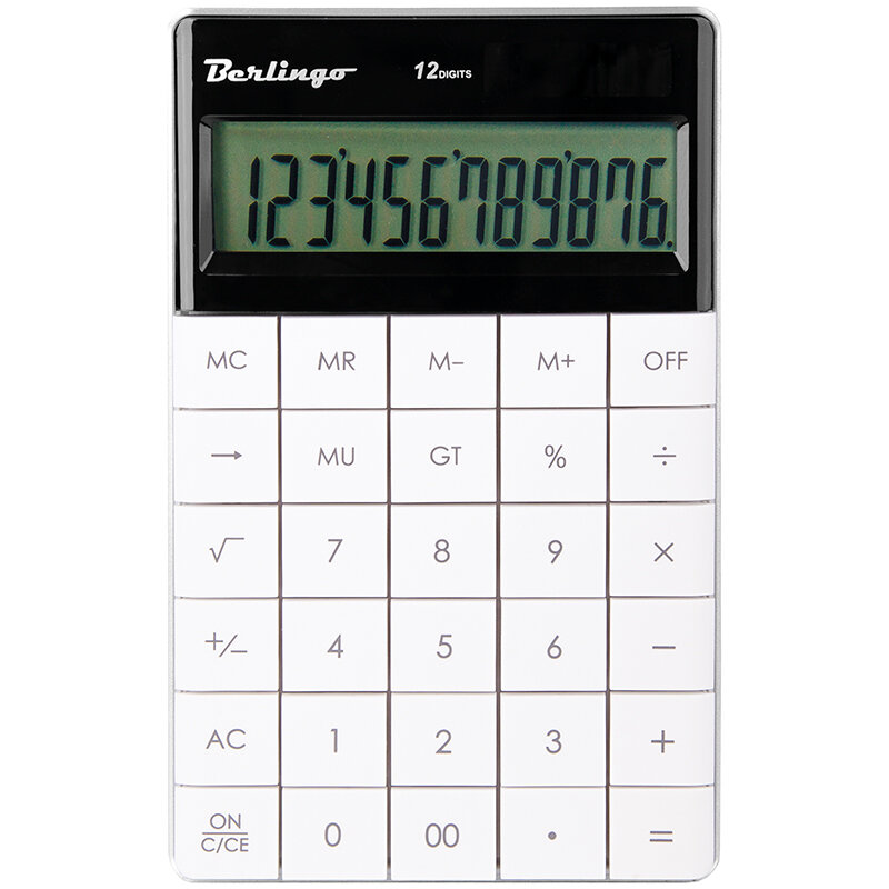 CIW_100 Калькулятор настольный Berlingo "PowerTX", 12 разр, двойное питание, 165*105*13мм, белый