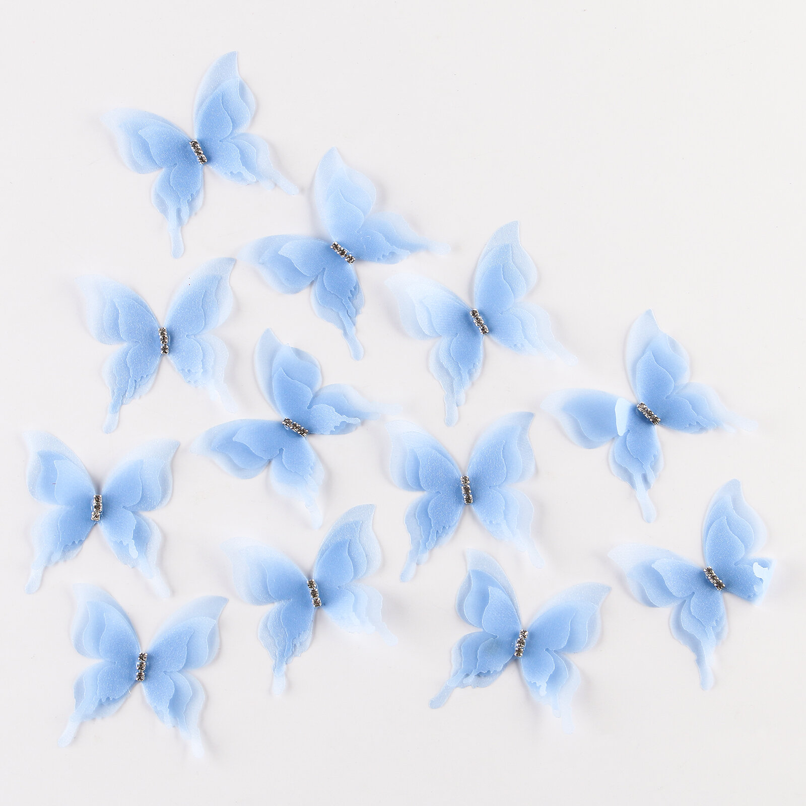 Декор для творчества «Бабочка», трёхслойный, набор 12 шт, размер 1 шт. — 5 × 4,5 см, цвет голубой