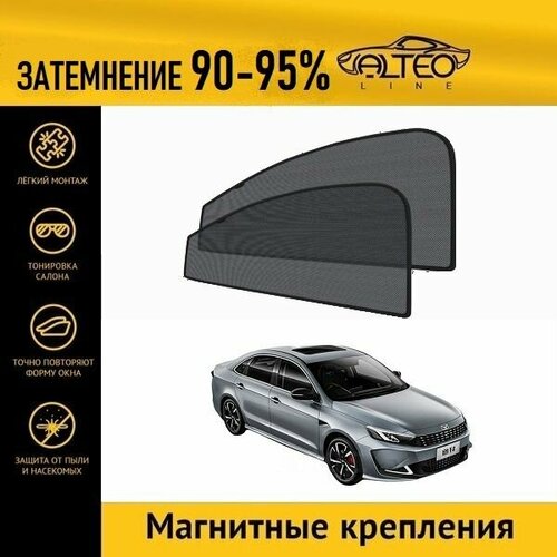Автошторки ALTEO PREMIUM на Kaiyi E5,1 (2021-н. в.) на передние двери на магнитах с затемнением 90-95%/каркасные автошторки Kaiyi E5/солнцезащитный экран/шторки в авто/шторки в машину