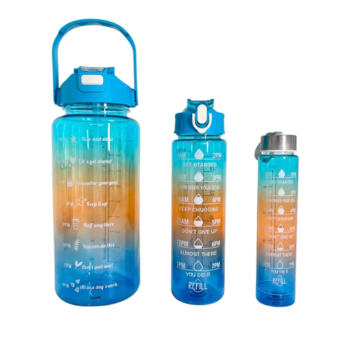 фото Набор спортивных бутылок с разметкой (2 л, 750 мл, 300 мл) голубой miracles