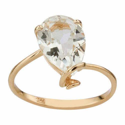 фото Кольцо aloris, красное золото, 585 проба, горный хрусталь