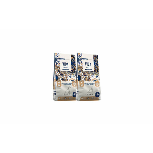Корм Vida Super для взрослых собак средних и крупных пород с курицей, индейкой и овощами 2 кг х 2 шт.