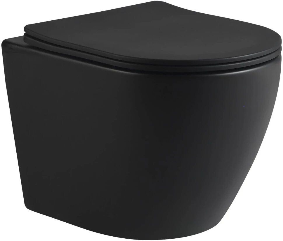 фото Подвесной безободковый унитаз с сиденьем микролифт SantiLine SL-5025MB