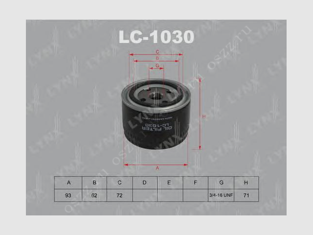 Масляный фильтр LYNXauto LC-1030