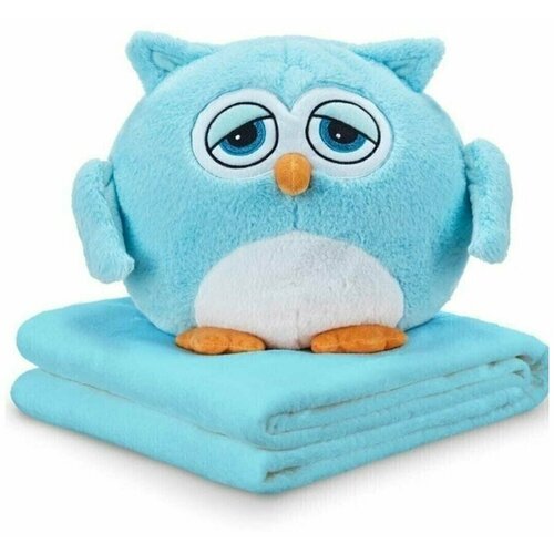 Игрушка сонная сова 3 в 1 Плед подушка и игрушка Голубая 1039₽
