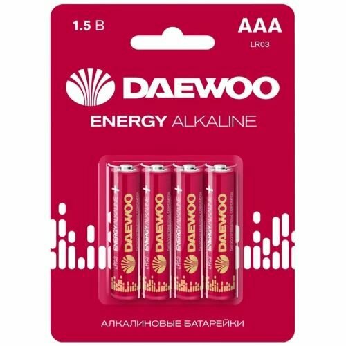 Батарейки DAEWOO LR03/4BL Energy Alkaline, 8 уп. батарейки алкалиновые daewoo energy alkaline 32 шт lr03ea hb32 мизинчиковые