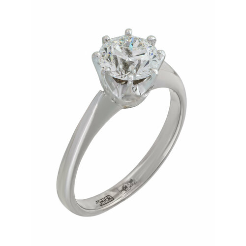 Кольцо помолвочное Электрум Misteri, белое золото, 585 проба, родирование, бриллиант, размер 16, бесцветный