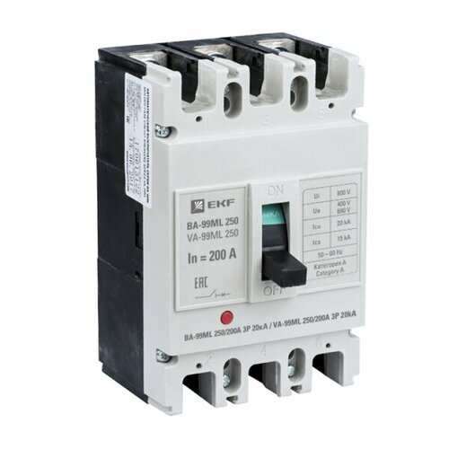 EKF Basic Автоматический выключатель ВА-99МL 250/200А 3P 20кА mccb99-250-200mi (3 шт.) ekf basic автоматический выключатель ва 99мl 250 225а 3p 20ка mccb99 250 225mi 3 шт