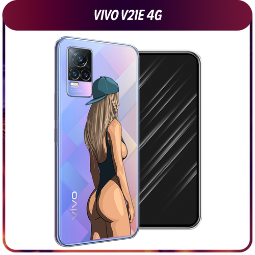 Силиконовый чехол на Vivo V21e 4G / Виво V21e 4G Девушка в черном купальнике, прозрачный силиконовый чехол на vivo v21e 4g виво v21e 4g первый на луне