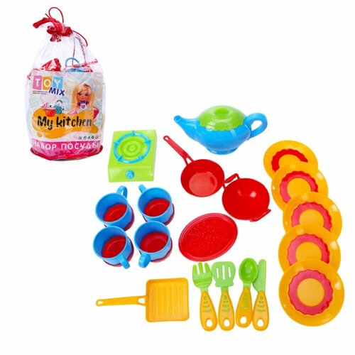 Набор игровой посуды TOY MIX My Kitchen, 19 предметов, в сумке (KMP 209)