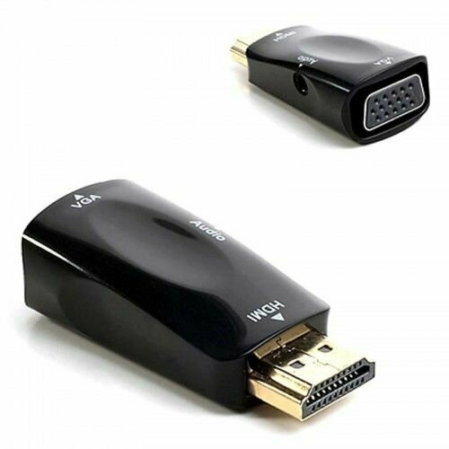 Видеоадаптер HDMI (M) -> VGA (F) + аудио, черный, литой видеоадаптер hdmi m