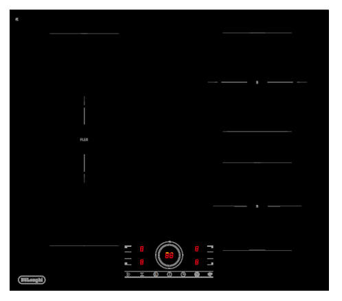 Индукционная варочная панель DeLonghi ELETTRA 4B1P CR, 60 см, черная, Функция Booster, Bridge function, Функция Melting, сенсорное управление