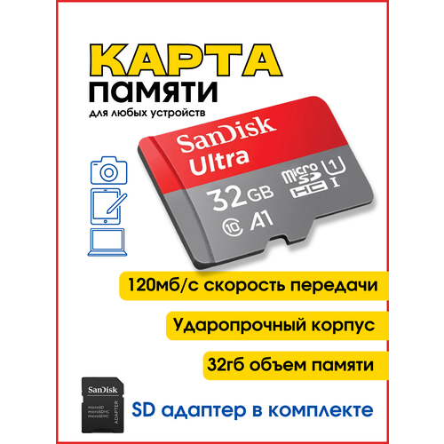 Карта памяти micro SD 32 гб коврик для мыши с принтом флешка карта памяти карта данных 25x20см