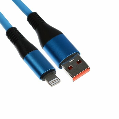 Кабель Lightning - USB, 5 A, оплётка TPE, утолщенный, 1 метр, синий